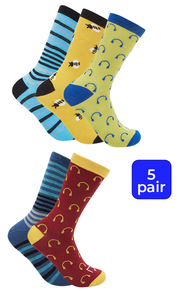 RFG Calf Length Bamboo Socks | Pack of 5| Odour-Free & Breathable | Padded Base & Anti-bacterial | 3X Softer than Cotton Socks