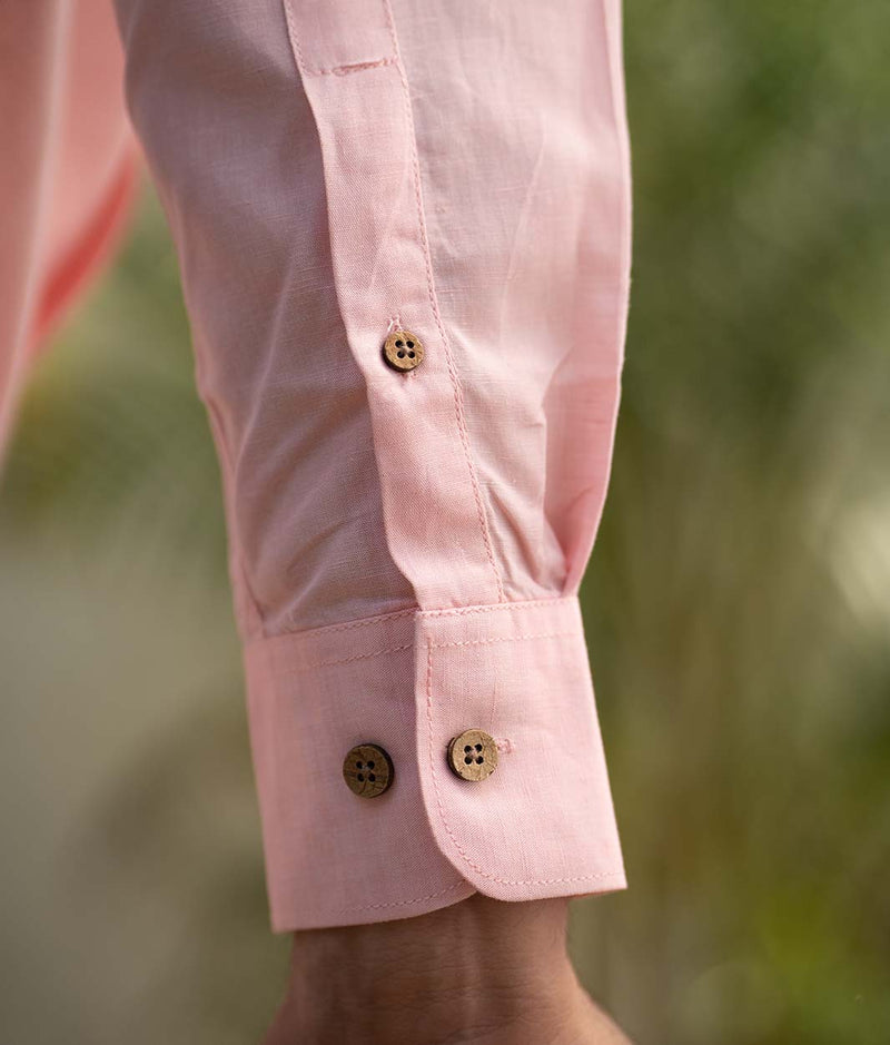 Earthy Route Lyocell Linen Full Sleeve Shirt in Charm Pink