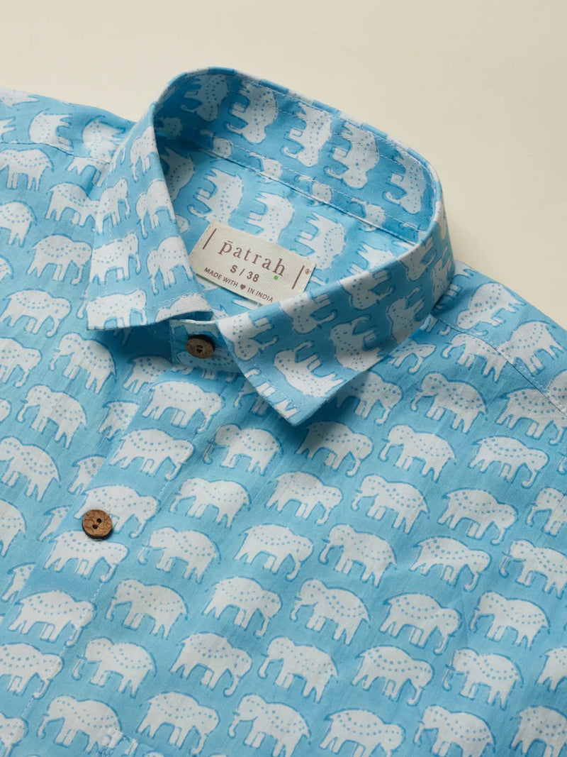 Patrah Block Holiday Elephant Printed Shirt