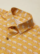 Patrah Block Yellow Elephant Printed Shirt