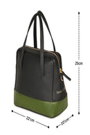 Green Hermitage Vanadey Vegan Leather Satchel/Crossbody Bag (Black & Green)