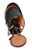 Green Hermitage Hemera Vegan Leather Bucket Bag (Black & Gingerbread)