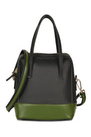 Green Hermitage Vanadey Vegan Leather Satchel/Crossbody Bag (Black & Green)