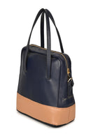 Green Hermitage Vanadey Vegan Leather Satchel/Crossbody Bag (Navy Blue & Caramel)
