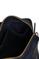 Green Hermitage Vanadey Vegan Leather Satchel/Crossbody Bag (Navy Blue & Caramel)