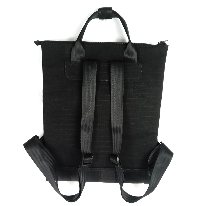 Jaggery Noir Event Backpack in Rescued Car Seat Belts