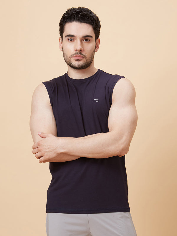 Roar for Good Blue Bamboo Gym Vest for Men | Anti odour, Anti Microbial and Super Soft | Comfortable Activewear Tanks