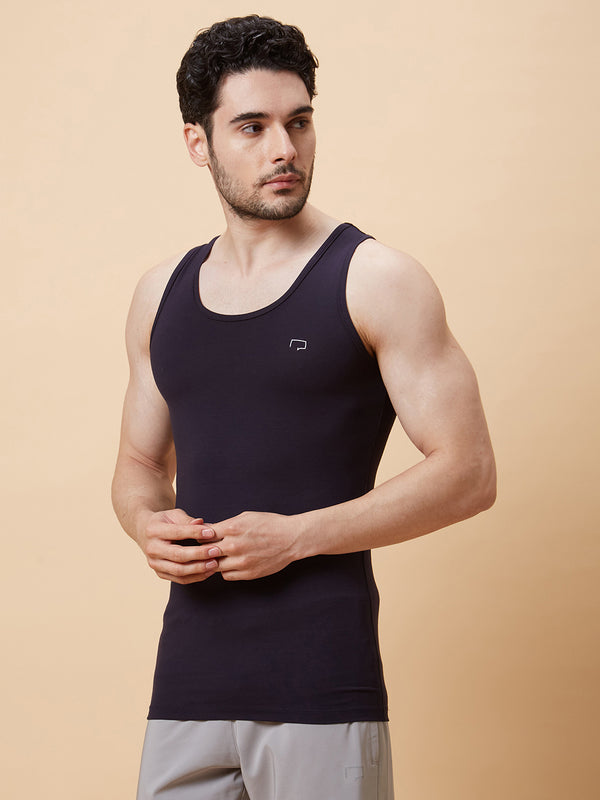 Roar for Good Blue Bamboo Vest for Men | Regular Fit, Super Soft, and Thermoregulating | Anti odour and Anti Microbial