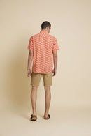 Patrah Block Peach Orange Scooter Printed Shirt