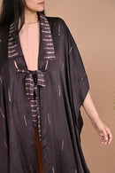 Ethically made shibori dyed kaftaan style jacket with a belt tieup