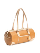 Green Hermitage Salacia Vegan Leather Duffle/Bowler Bag (Almond & Caramel)