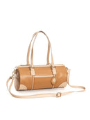 Green Hermitage Salacia Vegan Leather Duffle/Bowler Bag (Almond & Caramel)