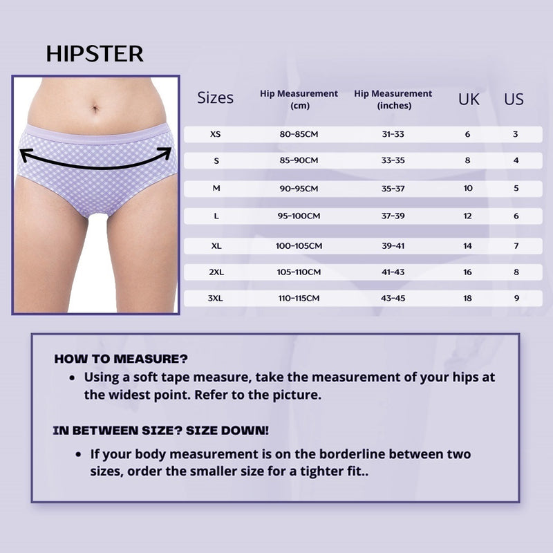 Organic Everyday Undies Lavender checks (Hipster) (3pc)
