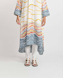 Rias Jaipur  Earth Fossil side open Kurta in Handloom Cotton and Bamboo Blend