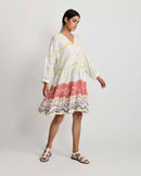 Rias Jaipur  Salmon Wave Short Dress in Handloom Cotton and Bamboo Blend