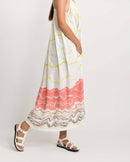 Rias Jaipur  Salmon Gather Mid Dress in Handloom Cotton and Bamboo Blend