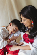 Prathaa Handloom Cotton Shvet Kids Jamdani Shirt And Pants Set