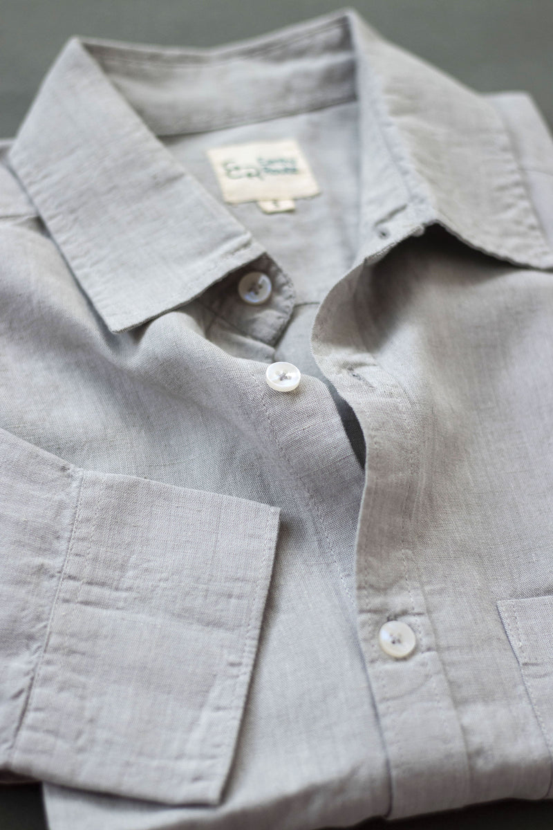 Earthy Route Lyocell Linen Full Sleeve Shirt in Cool Grey