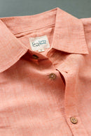 Earthy Route Lyocell Linen Half Shirt in Rust Orange