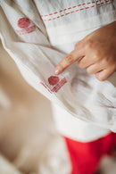 Prathaa Handloom Cotton Shvet Kids Jamdani Shirt And Pants Set