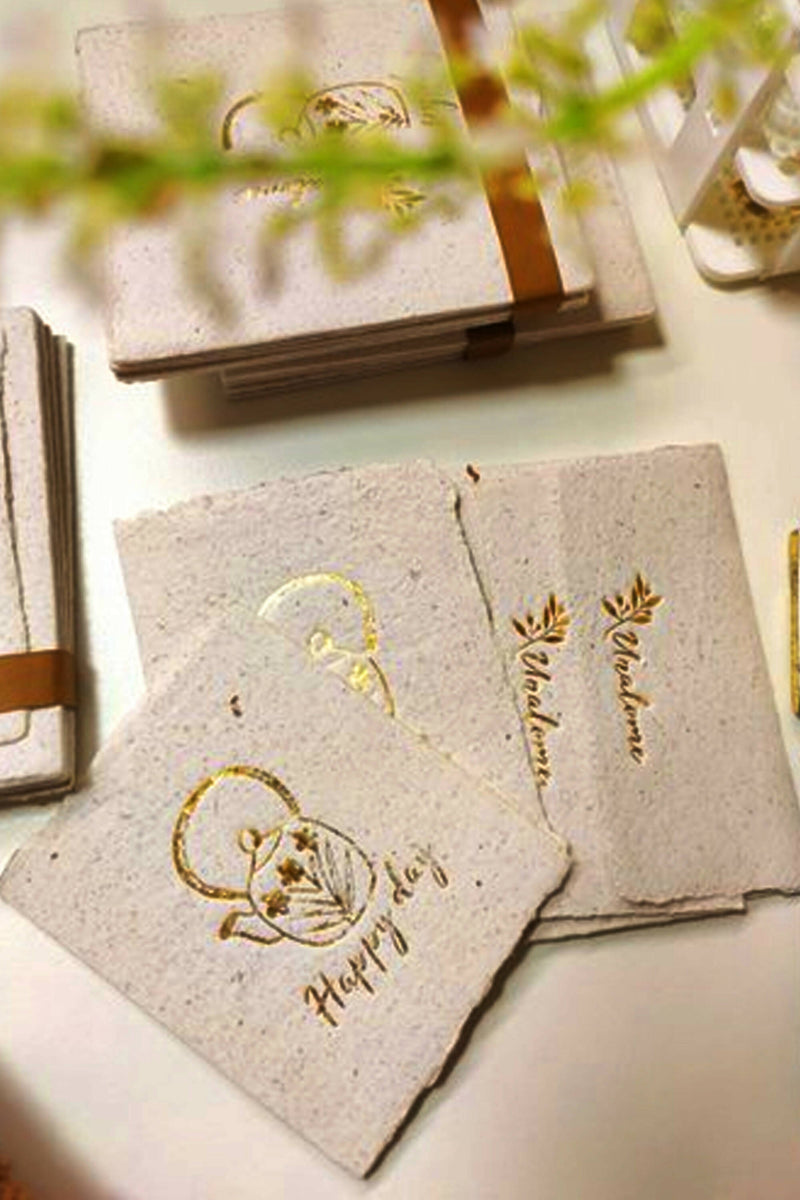 Unalome Happy Day Handmade Banana Paper Wishcards - Set of 5