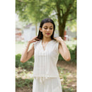 AC By Aratrika Chauhan 100% Organic Cotton Linen White Skirt-Top