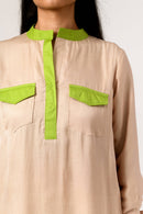 Ecru Green Full Sleeve Women Shirt
