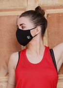 Black Bamboo Fabric Face Mask - Pack of 2