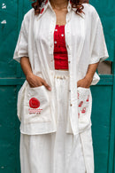 Shvet Kaftan Mul Handloom Dhoti Set