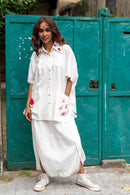 Shvet Kaftan Mul Handloom Dhoti Set