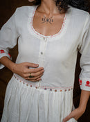 Prathaa Handloom Cotton Shvet Midi Dress in White