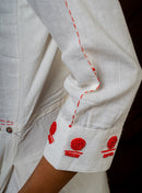 Prathaa Handloom Cotton Shvet Midi Dress in White