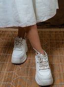 Prathaa Handloom Cotton Shvet Midi Dress in White