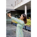 AC By Aratrika Chauhan 100% Organic Handloom Cotton Stripe Green Crop Jacket-Dress