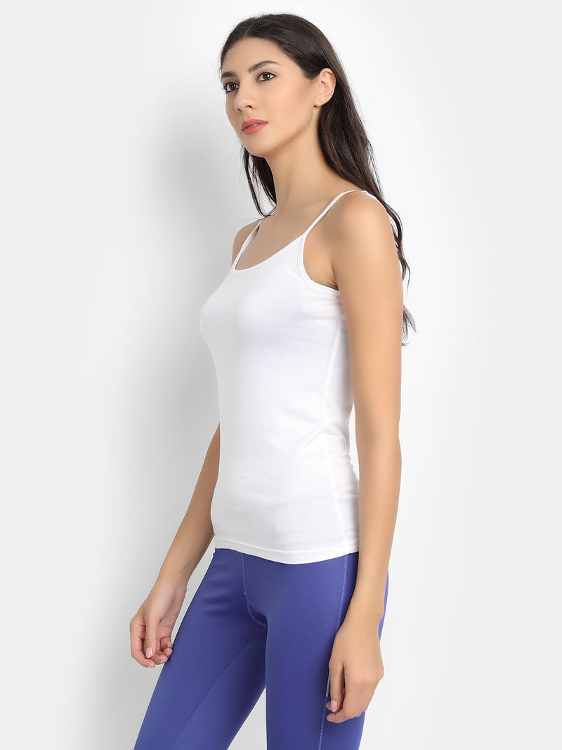 Bamboology Natural Bamboo Fabric White Strap Camisole (Pack Of 2)