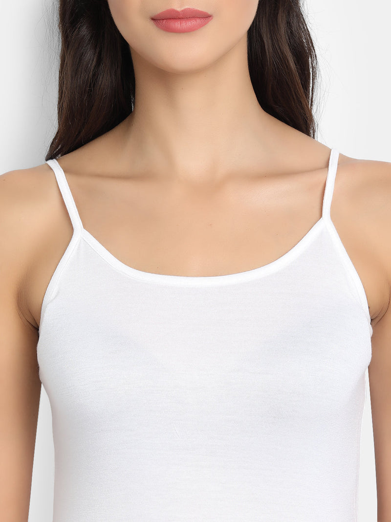 Bamboology Natural Bamboo Fabric White Strap Camisole (Pack Of 2)
