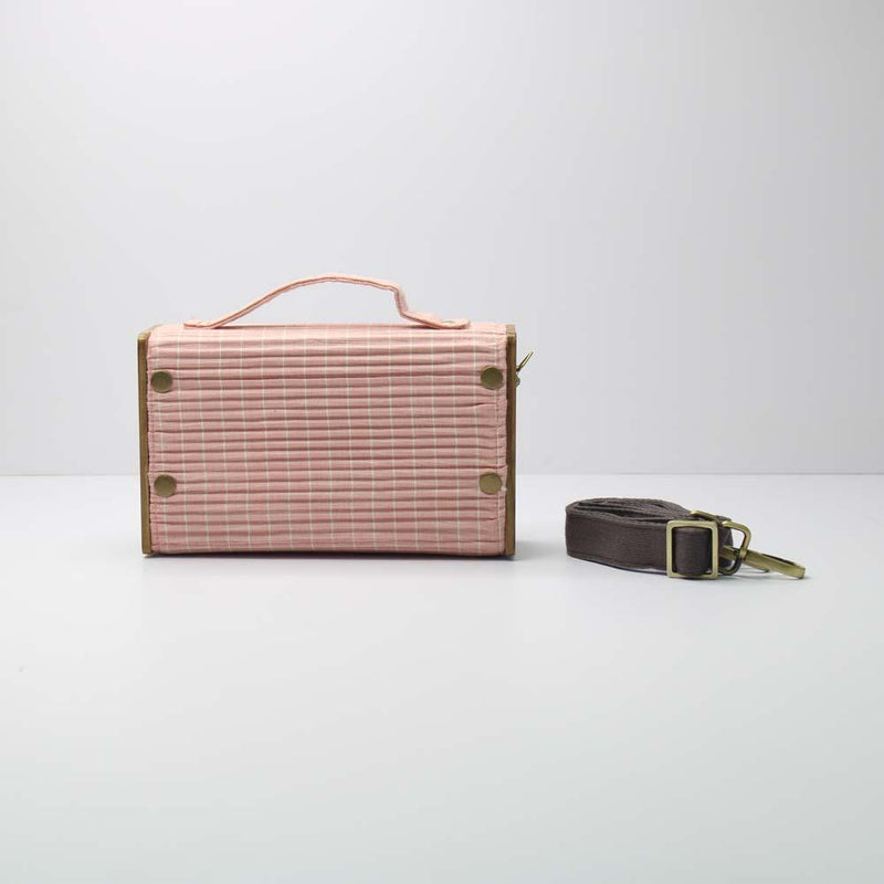 Lukka Chuppi  Stylish Combo of Baby Pink Lines & Solid Pista Green Box Sling Bags Made With Wood