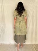 Handcrafted and Ethically made Puff sleeved wide notch collar tissue jacket with a belt