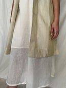 Handcrafted and Ethically made Puff sleeved wide notch collar tissue jacket with a belt