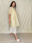 Handcrafted and Ethically made Puff sleeved wide notch collar tissue jacket with a belt