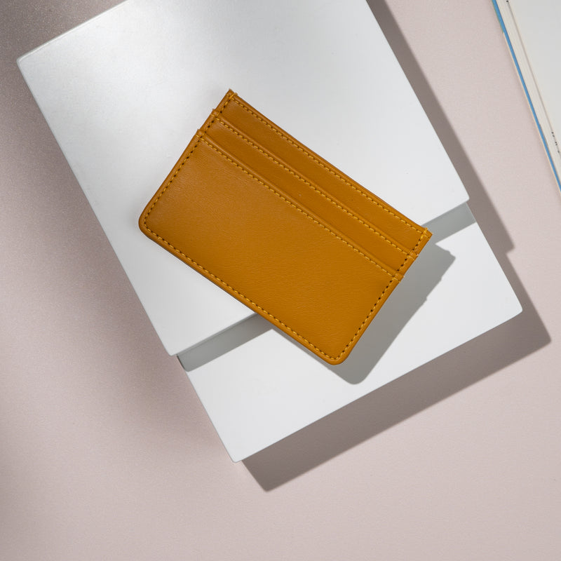Whitefire Vegan Leather Card Case in Amber Yellow