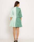 Upcycled Teal-Tea Green Half & Half Dress