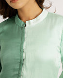 Upcycled Teal-Tea Green Half & Half Dress