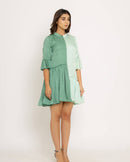 Upcycled Teal-Tea Green Half & Half Dress