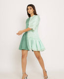 Upcycled Teal-Tea Green Half & Half Dress