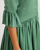 Upcycled Teal-Tea Green Half & Half Dress