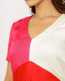 Upcycled Red-Pink Midi Dress