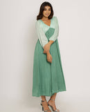 Upcycled Teal-Tea Green Maxi Dress