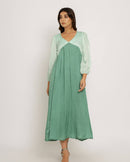 Upcycled Teal-Tea Green Maxi Dress