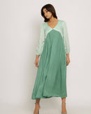 Upcycled Teal-Tea Green Maxi Dress